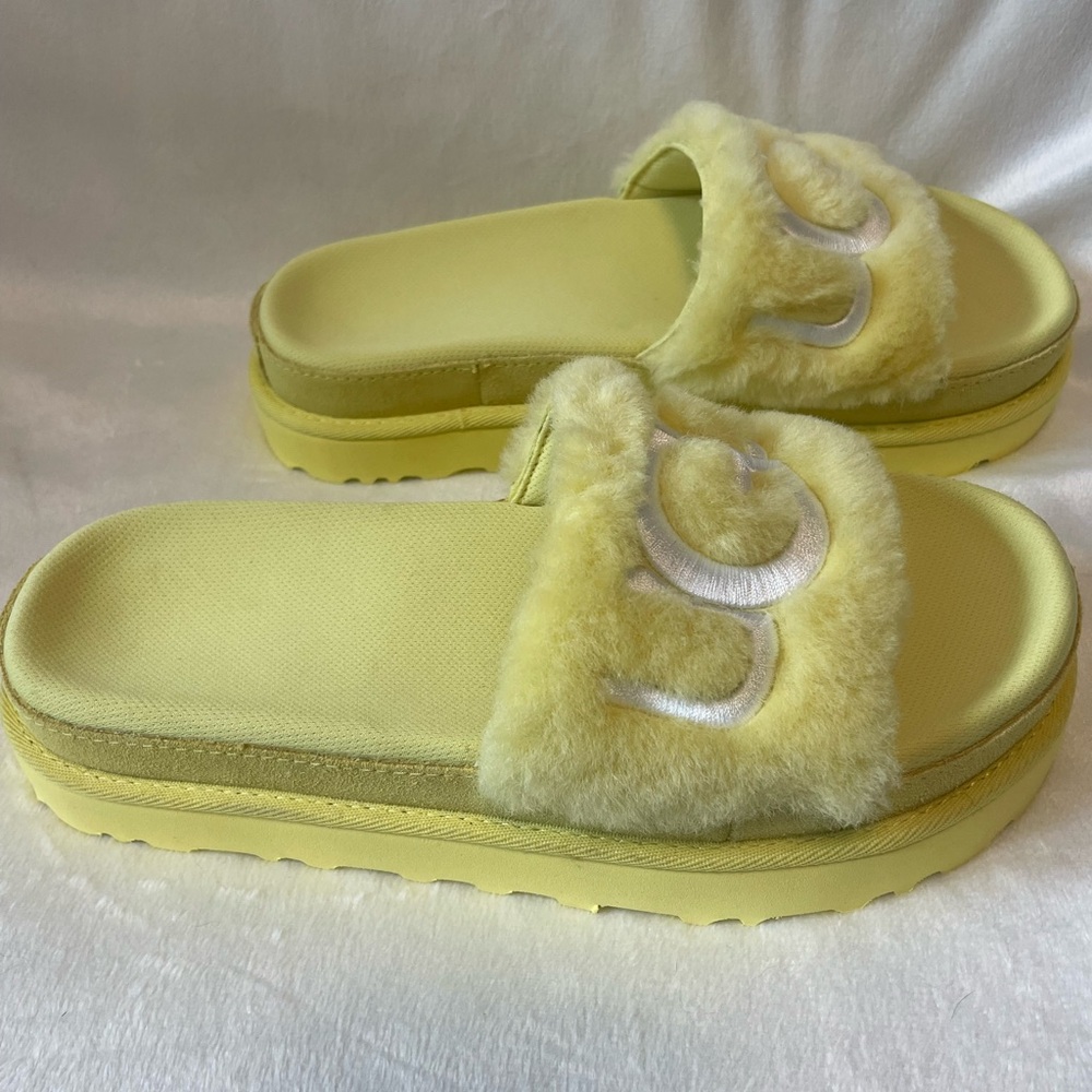 Sunshine yellow Ugg slides